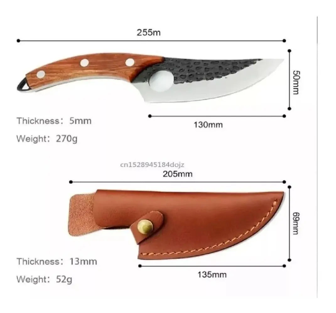 Cuchillo Tactico De Caza Carnicero Forjado Mano Deshuesador