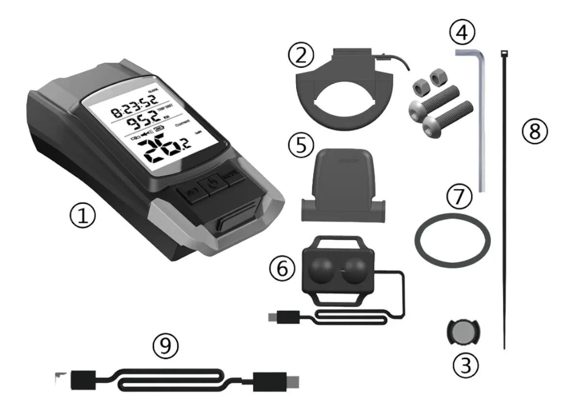 Luz Led Delantera Recargable Bocina Velocímetro Bicicleta
