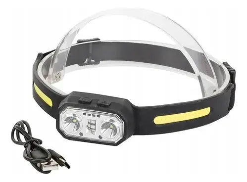 Linterna Vincha Recargable Usb Con Sensor Luces Lateral Led