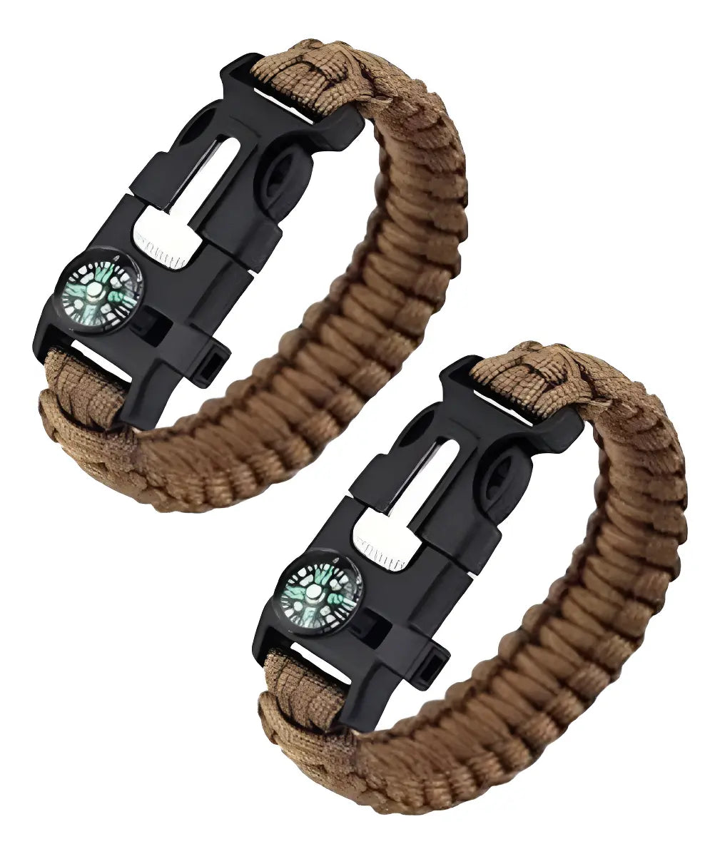 Brújula Paracord Pulsera Pack X2 De Supervivencia Militar