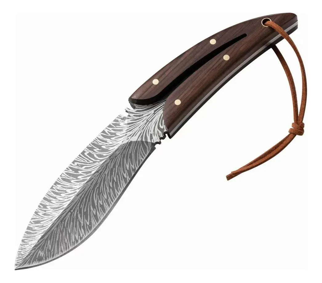 Cuchillo Táctico De Acero Para Caza + Funda De Cuero