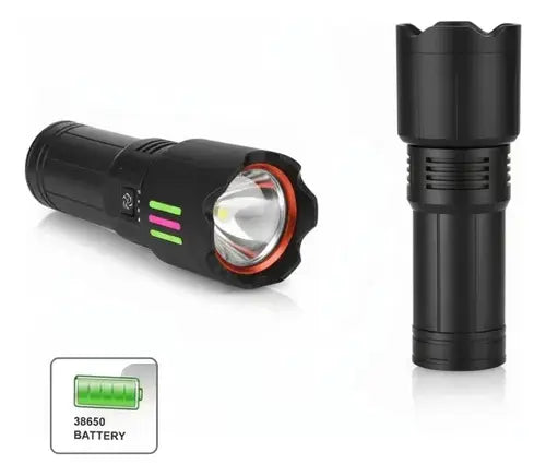 Linterna Led Aleación De Aluminio Con Zoom Y Carga Celular