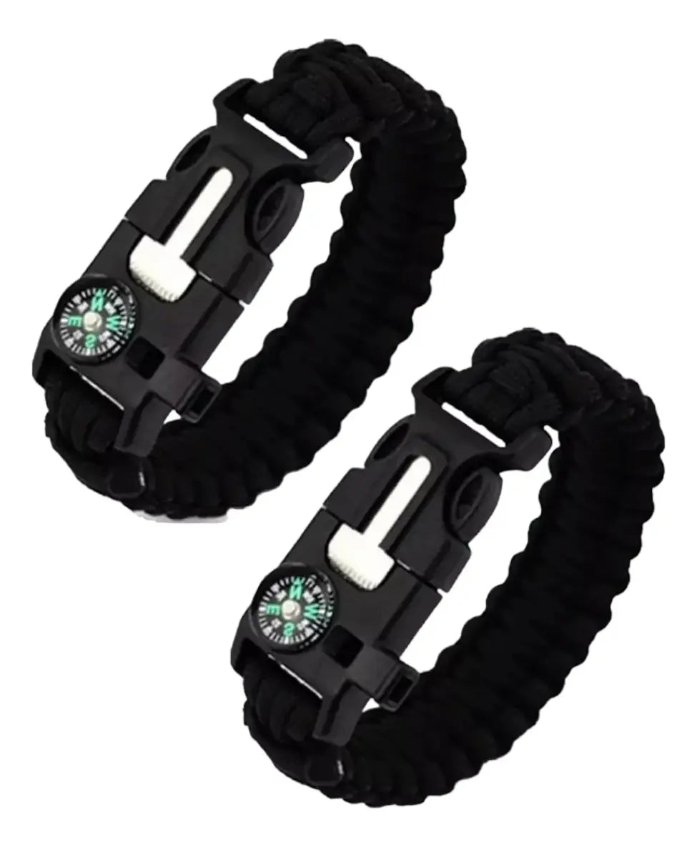 Brújula Paracord Pulsera Pack X2 De Supervivencia Militar