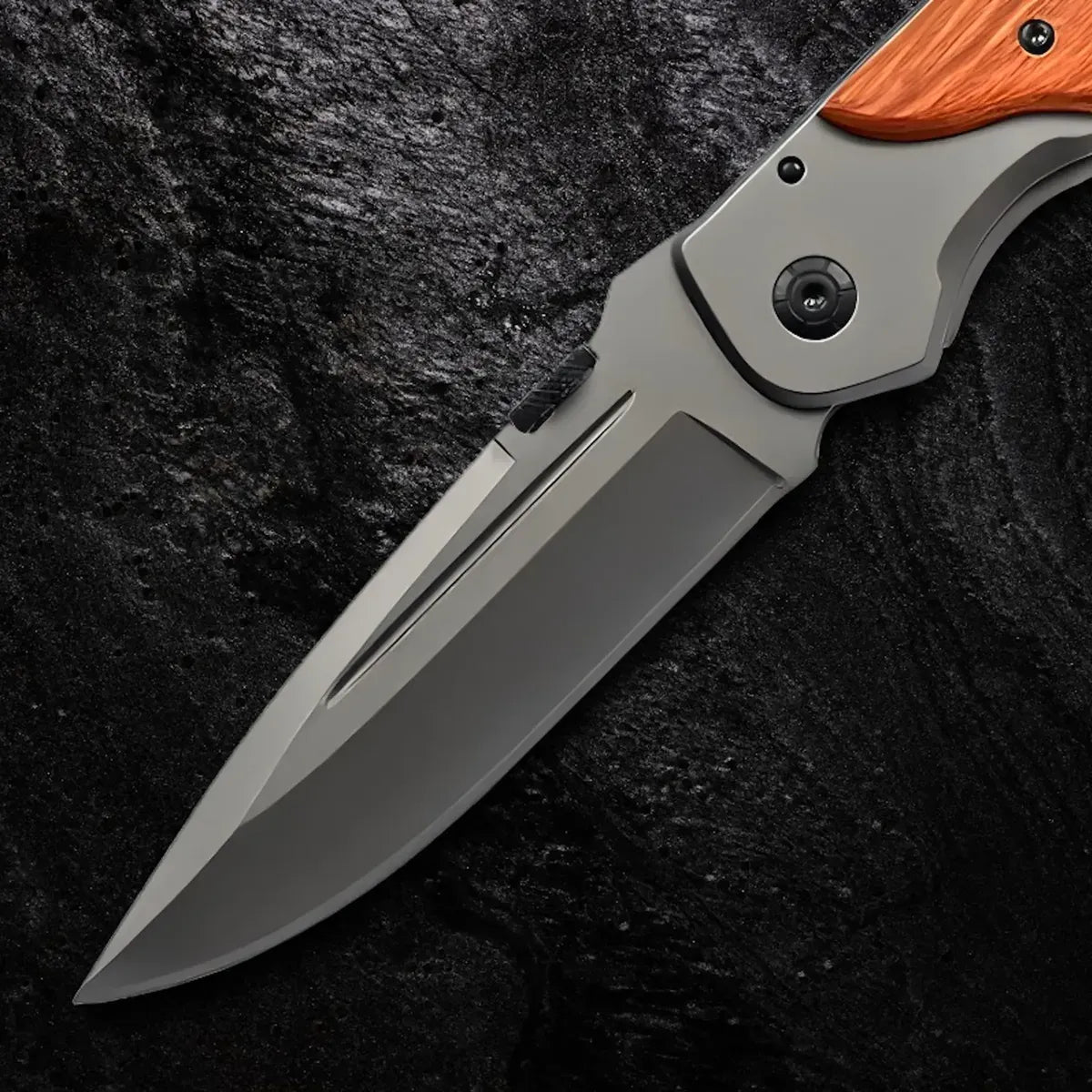 Cuchillo Navaja Semi Automático Tallado Madera De Acero