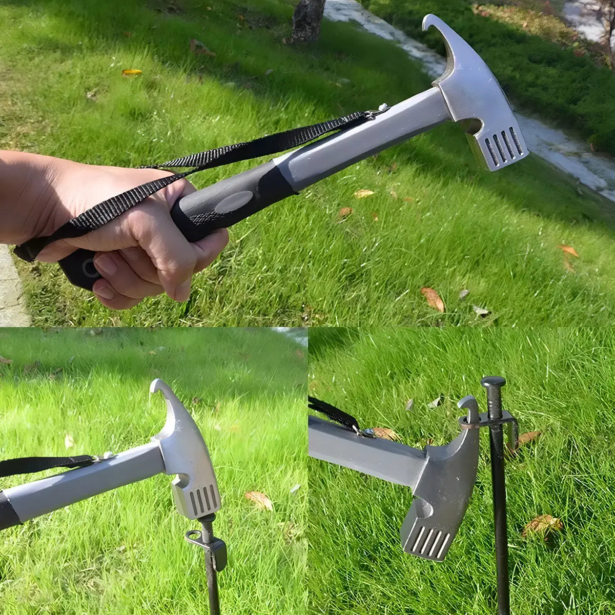 Martillo Uña Hauki para Camping con Extractor de Estacas, de Aleación y Goma