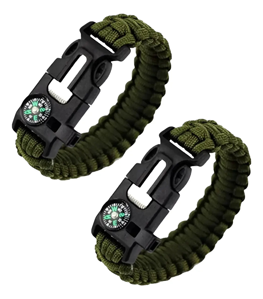 Brújula Paracord Pulsera Pack X2 De Supervivencia Militar