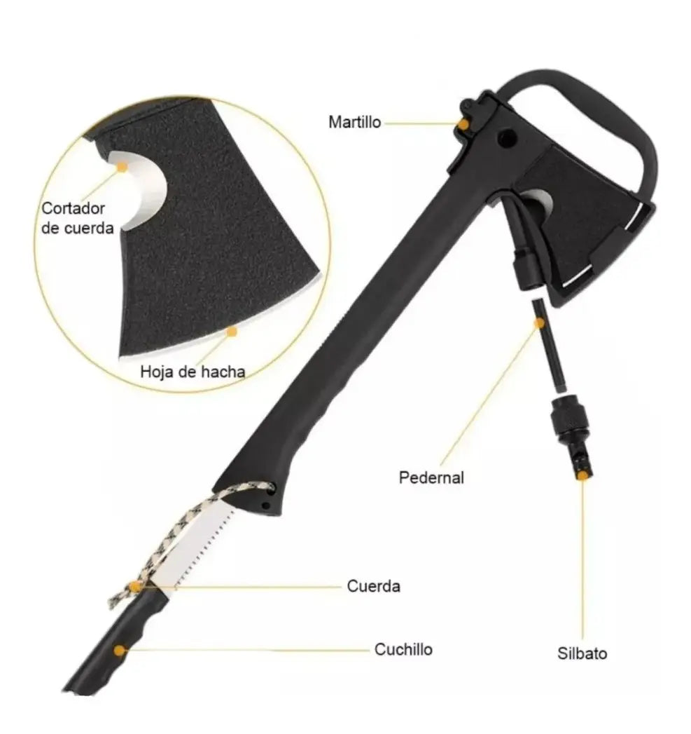 Hacha Táctica Multifuncional Hacha Pedernal Cuchillo Silbato