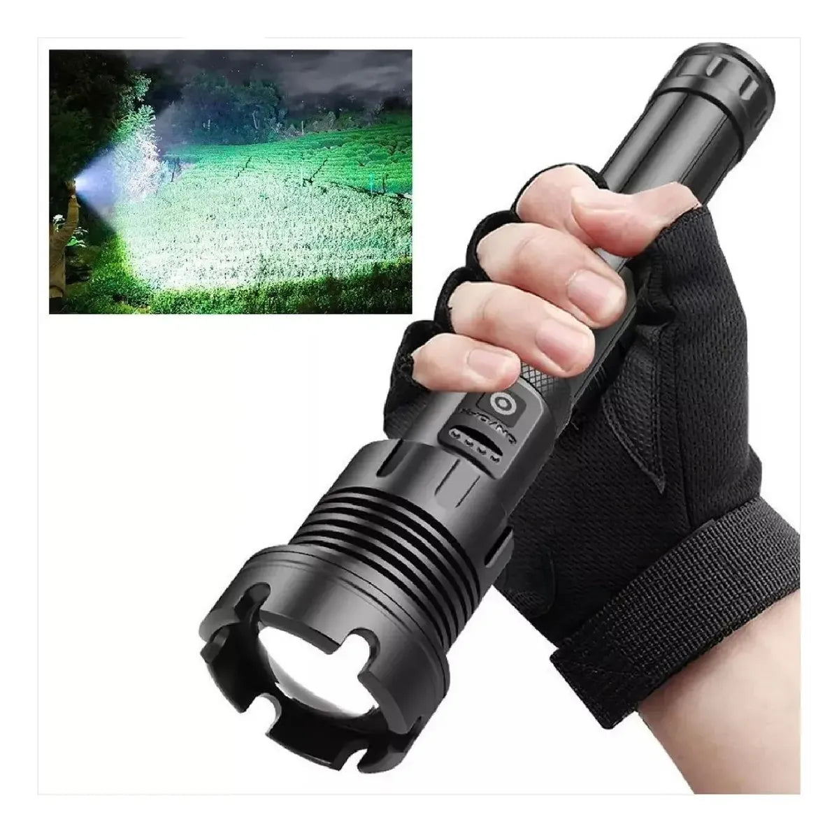Potente Linterna Con Zoom Led Xhp90, Power Bank 7 Modos