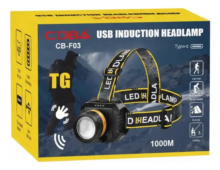 Linterna Coba Frontal Con Sensor / 1000m Carga Tipo C