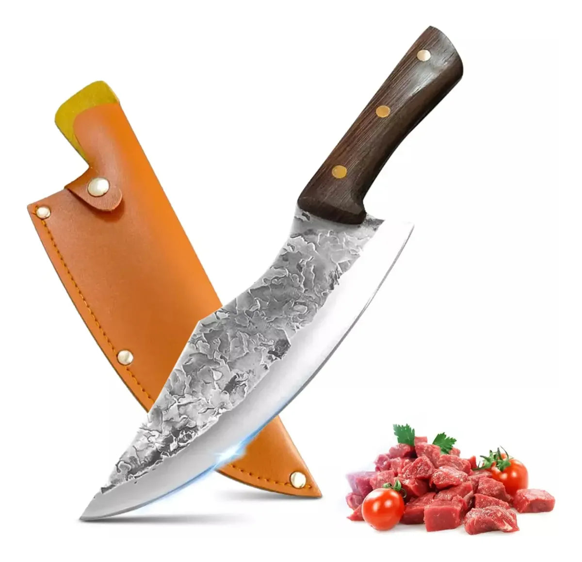 Cuchillo Carnicero Mango Madera Acero Forjado Profesional