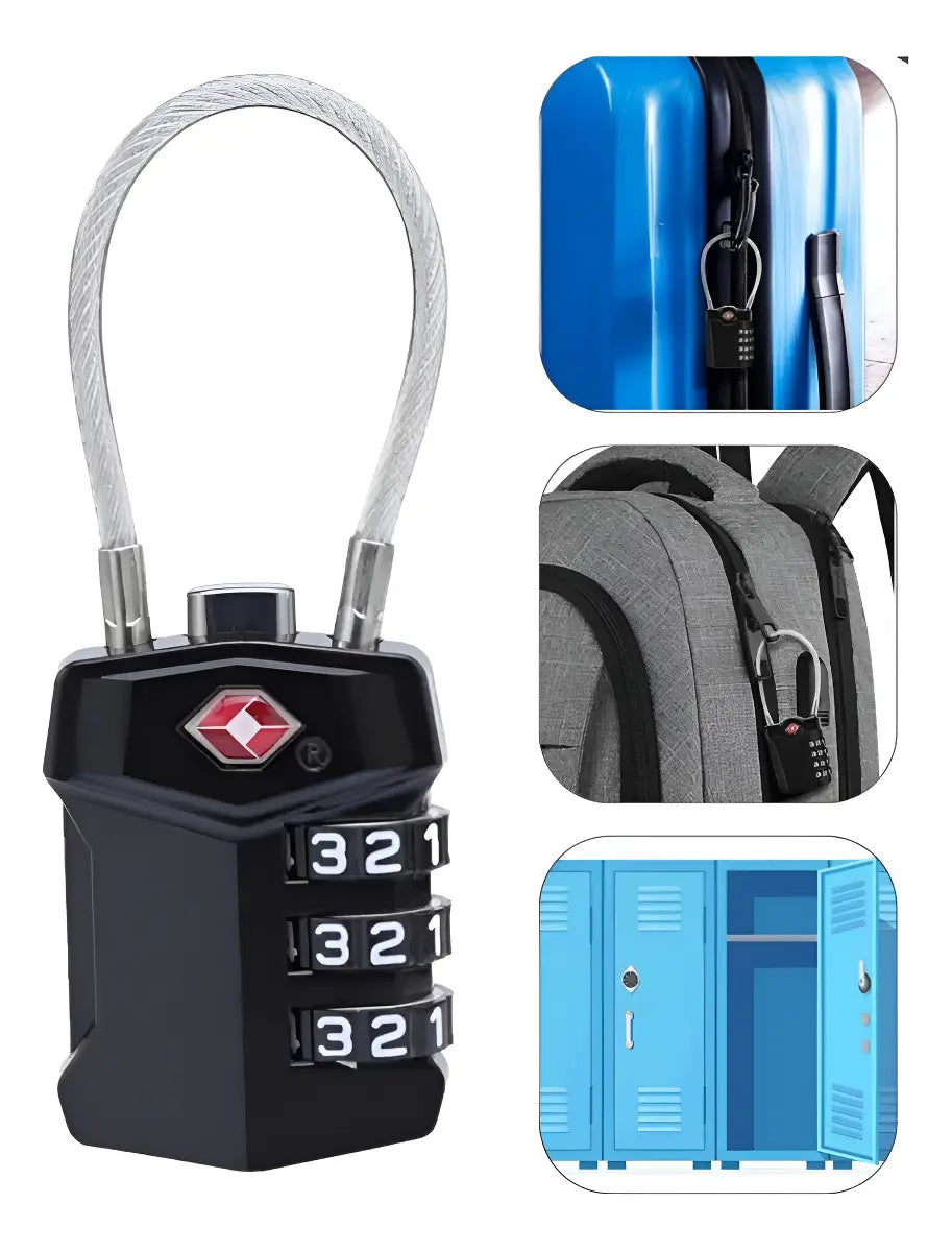 Candado De Dígitos Con Cable De Acero Y Clave Para Mochilas
