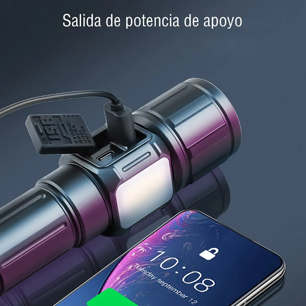 Linterna Led Recargable Pantalla Digital, Zoom Con Carga Tlf