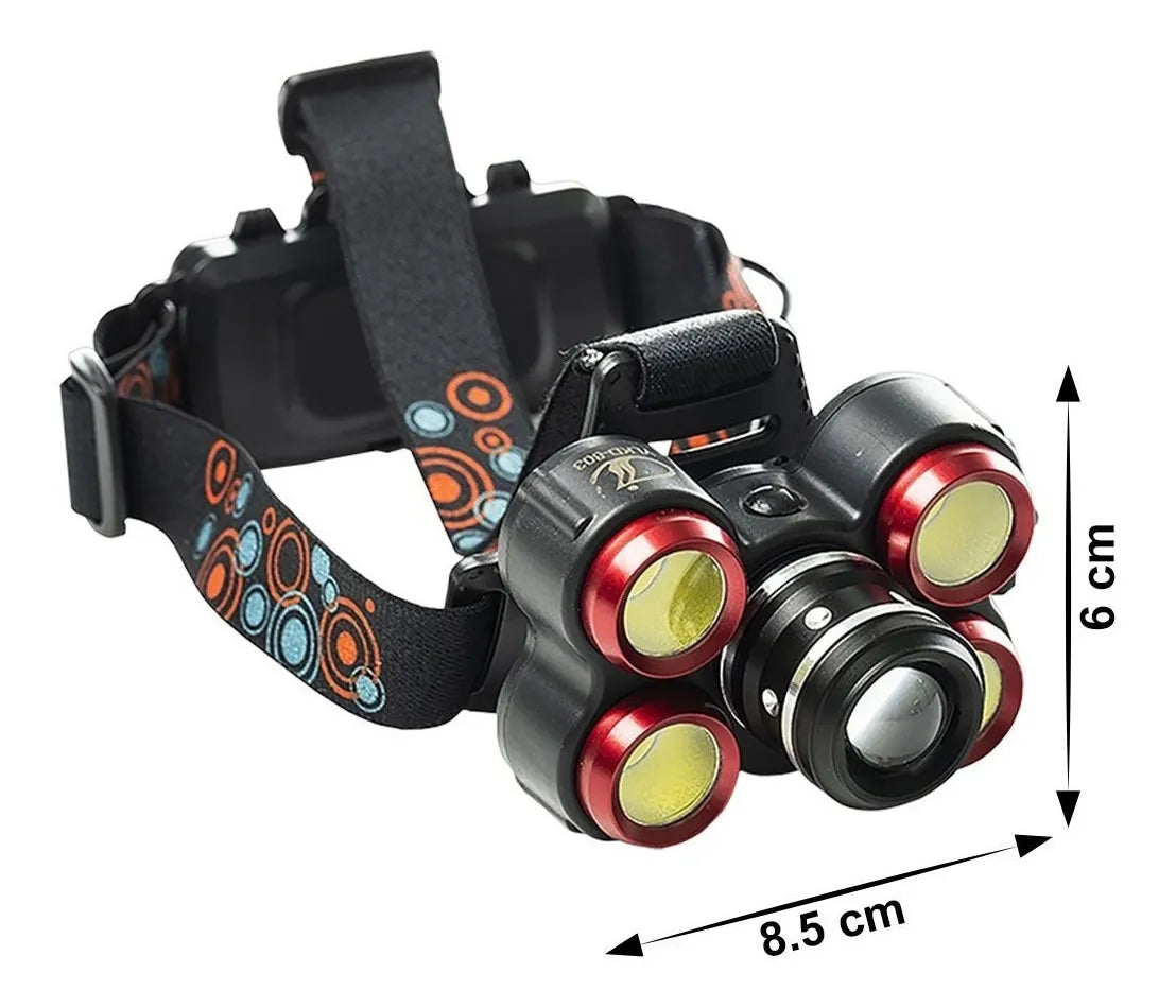 Linterna Frontal Recargable Minera Foco Cabeza 5led Zoom