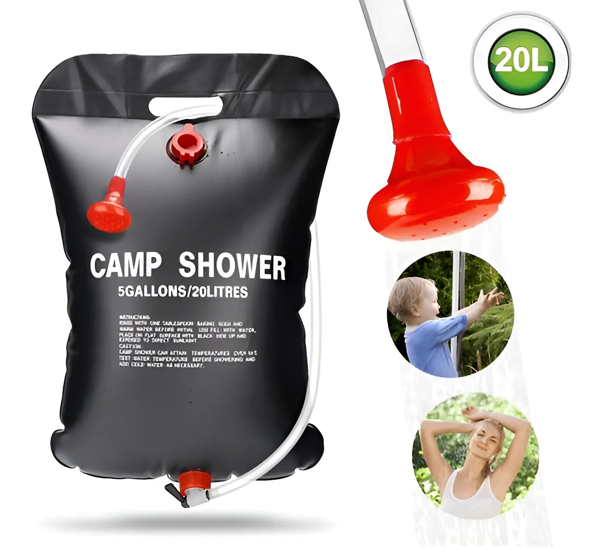 Pack Ducha Solar Portátil de 20L para Camping con Agua Caliente
