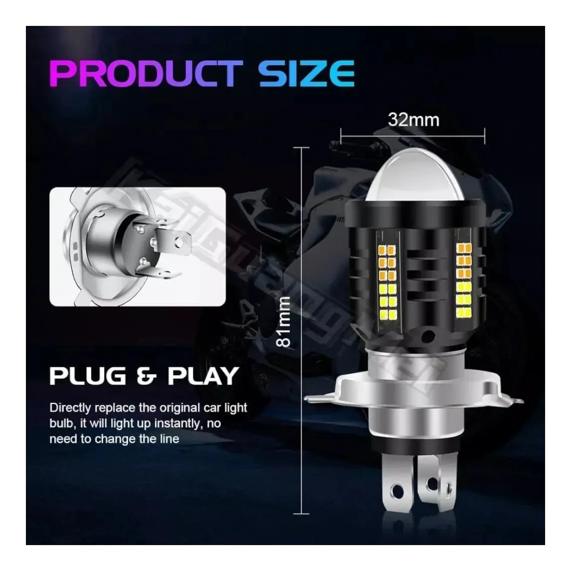 Ampolleta Led Premium H4 Lupa Csp 4000lm Moto Honda Bmw Ktm