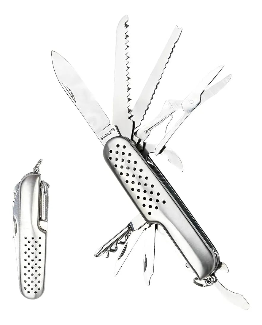 Cuchillo Navaja 14 En 1 Multiusos Acero Inoxidable Camping