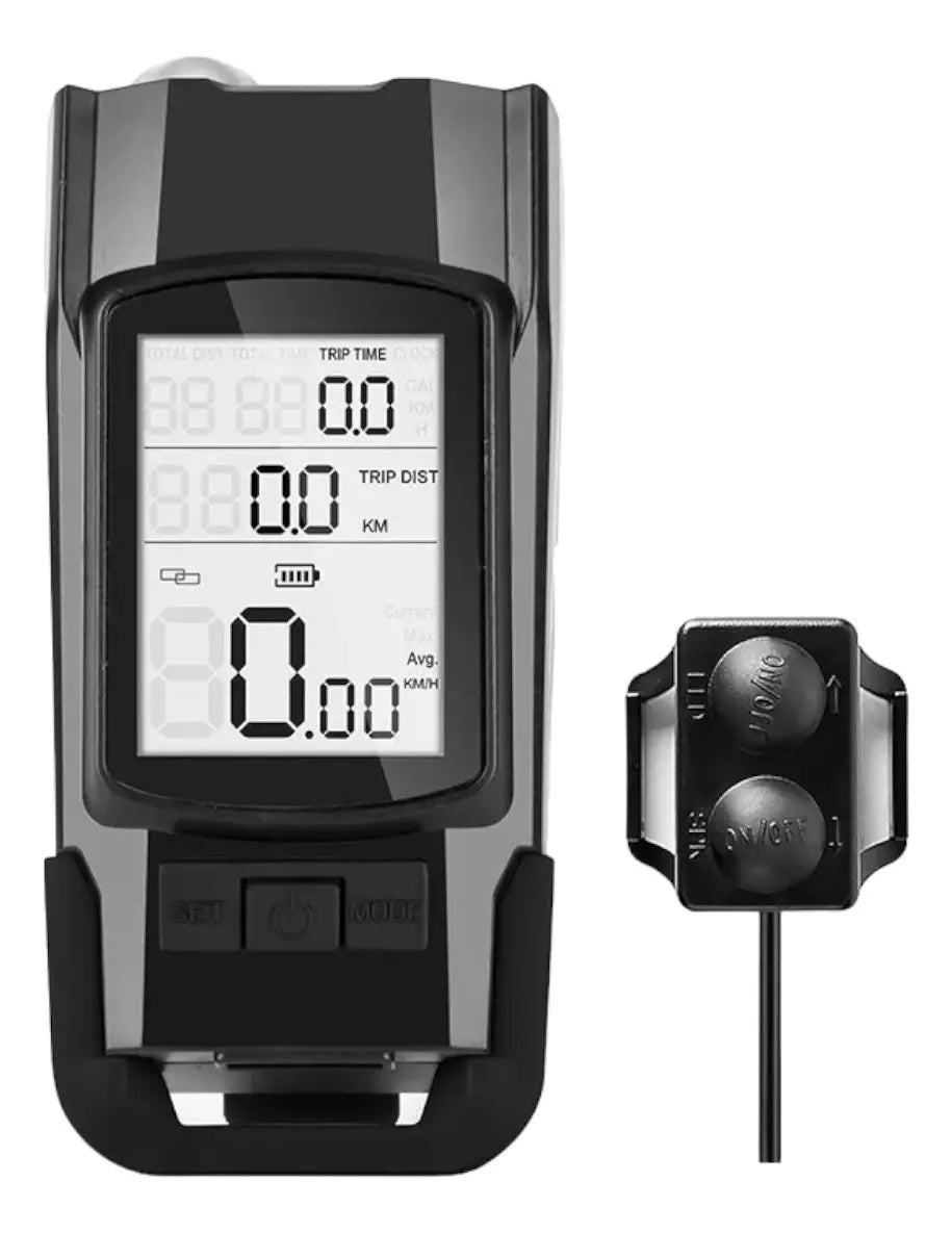 Luz Led Delantera Recargable Bocina Velocímetro Bicicleta