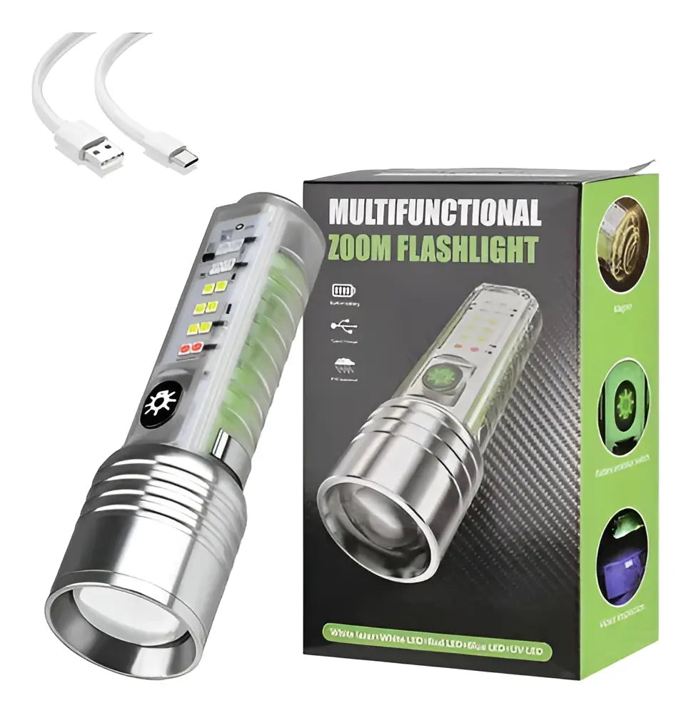 Linterna Led Multifuncional Con Luz Lateral Recargable 8 Mds