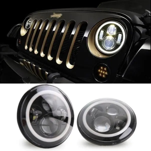 Foco De 7'' H4 Con Alta/baja Y Ojo De Ángel Jeep Wrangler