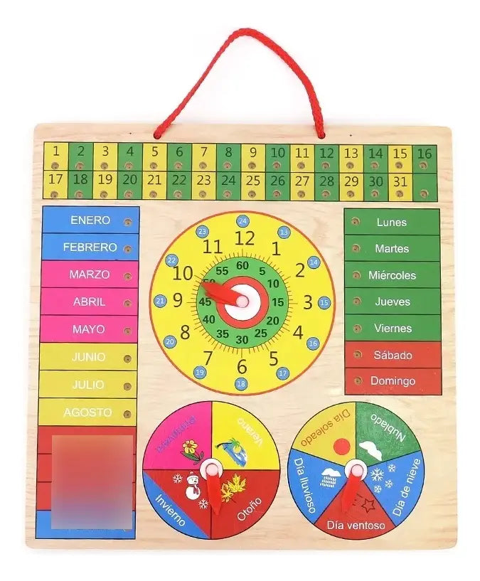 Juego Juguete De Madera Reloj Calendario