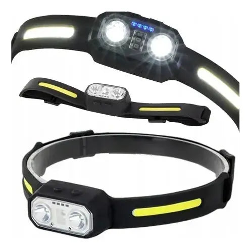 Linterna Vincha Recargable Usb Con Sensor Luces Lateral Led
