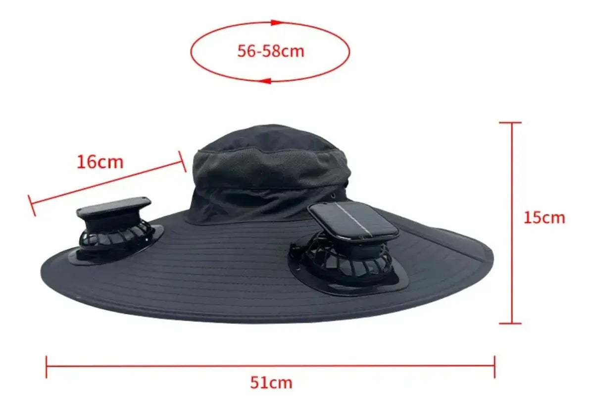 Sombrero Gorro Legendario Con Panel Solar Y Ventiladores