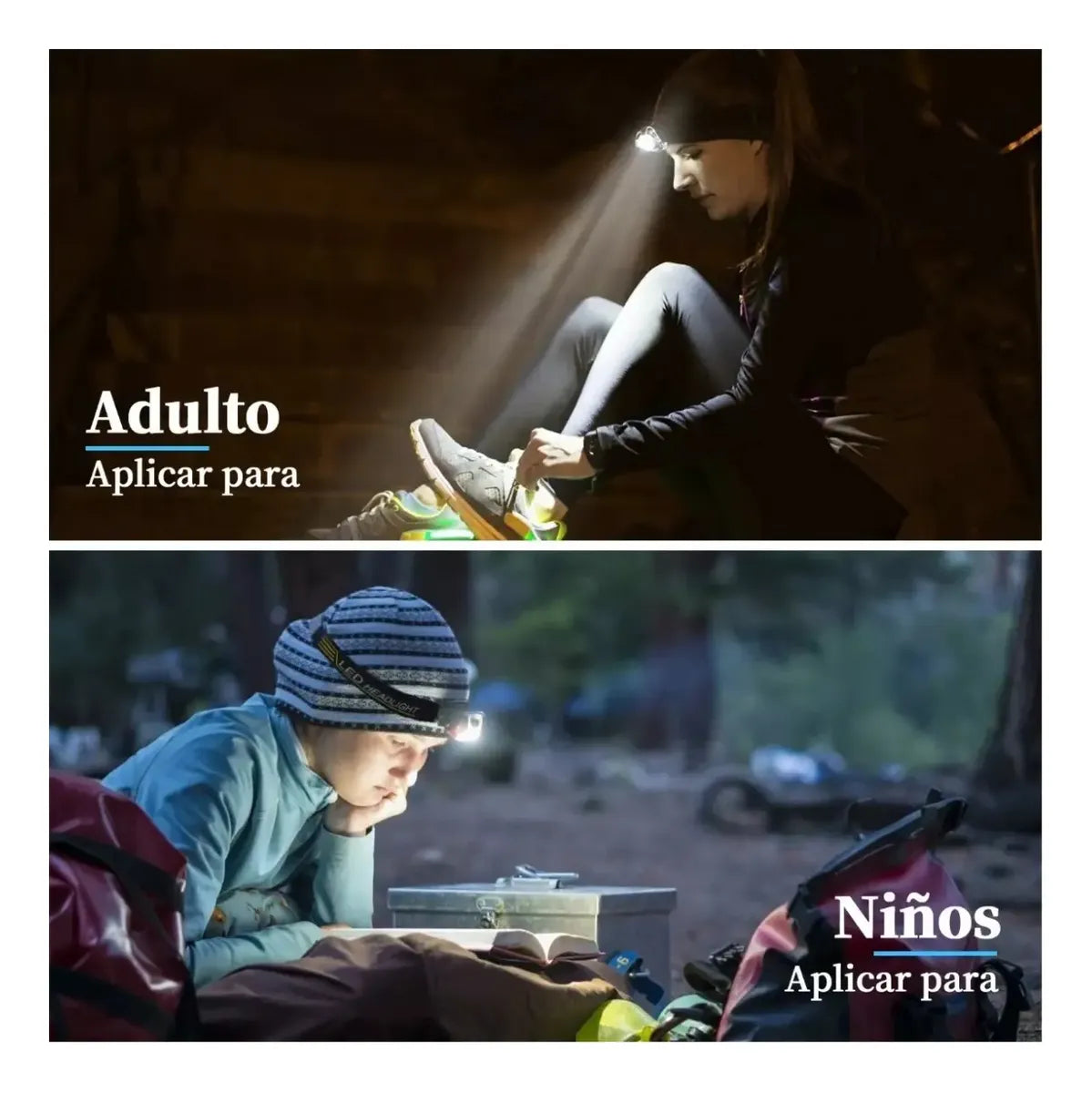 Linterna Cabeza Frontal Led Brillante Luz Camping Lampara
