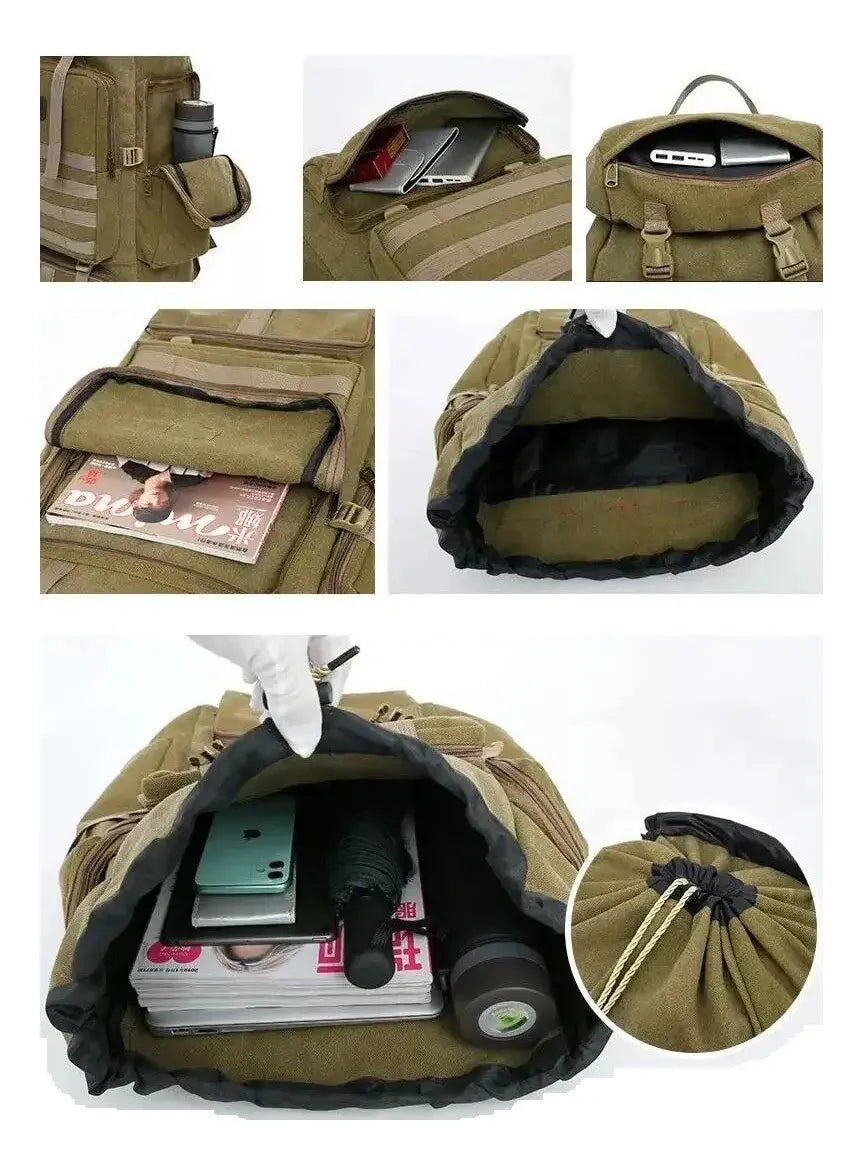Mochila Viajera 80 Litros Tactica Lona Bolso Ropero