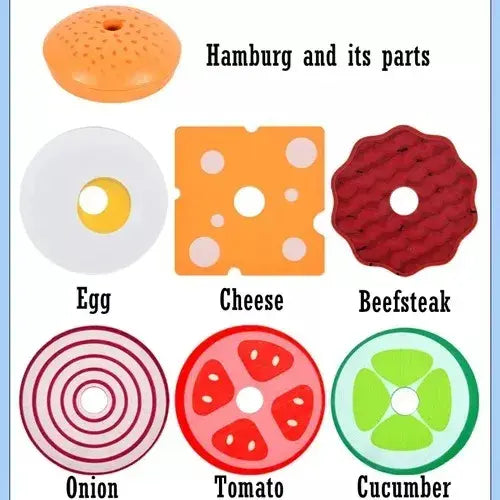 Juguete Montessori De Apilamiento De Hamburguesas De Madera