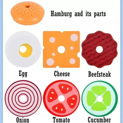 Juguete Montessori De Apilamiento De Hamburguesas De Madera