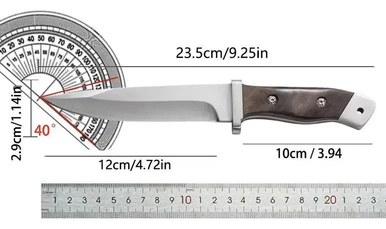 Cuchillo Caza Bowie Supervivencia Táctico Acero Inoxidable + Funda De Cuero