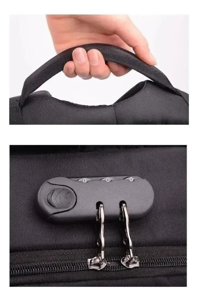 Bolso Mochila Usb Porta Notebook Antirrobo Candado Seguridad