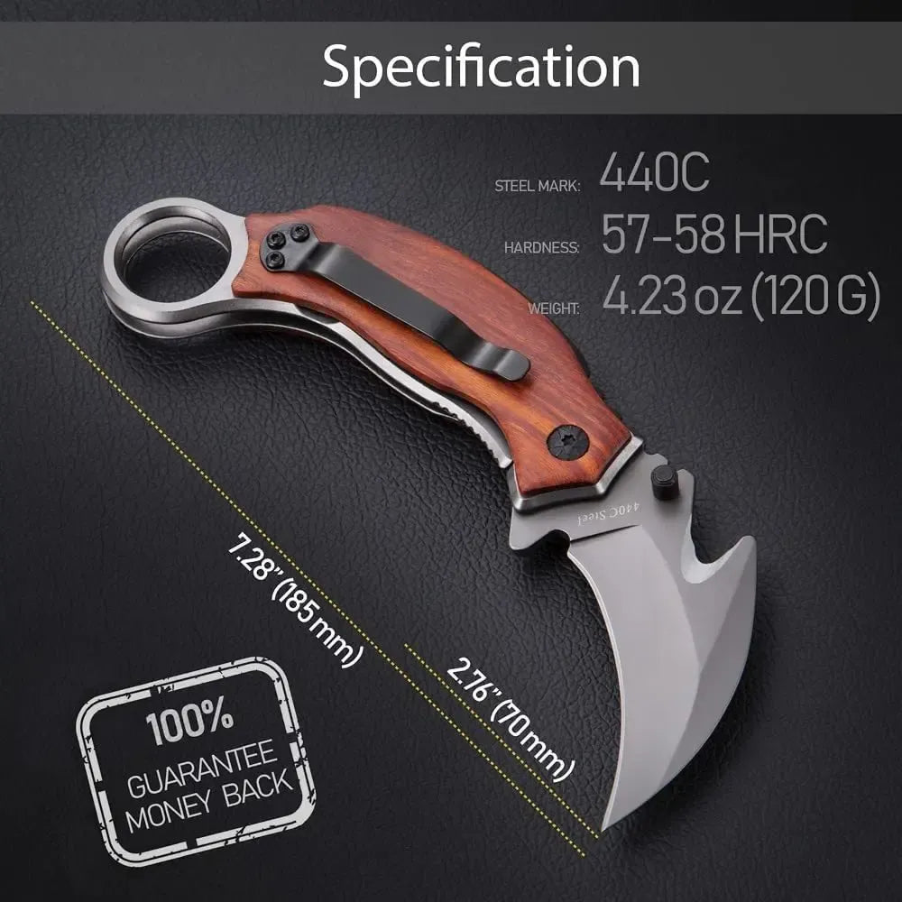 Navaja Karambit Acero Inoxidable Semi-automático Para Caza