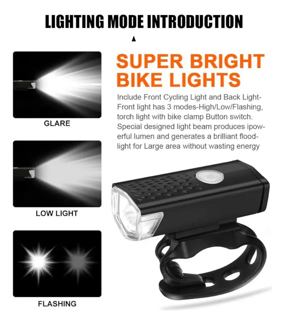 Luz Delantera De Bicicleta Recargable Por Usb