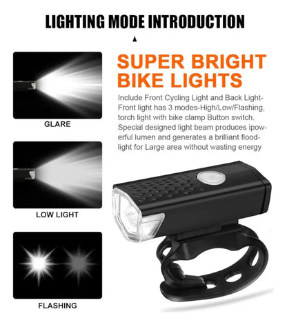 Luz Delantera De Bicicleta Recargable Por Usb