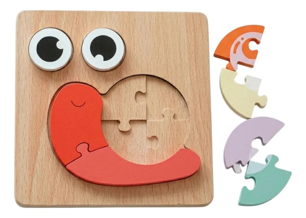 Juguete De Madera Con Diseño Animales Didáctica Rompecabeza