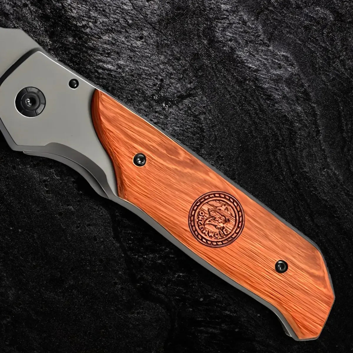 Cuchillo Navaja Semi Automático Tallado Madera De Acero