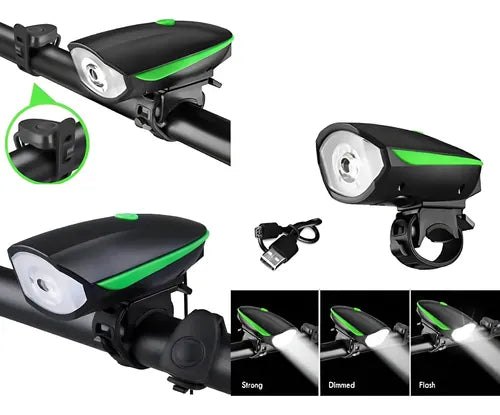 Luz Bicicleta Delantera 3 Modos D Luz Y Bocina Alta Potencia