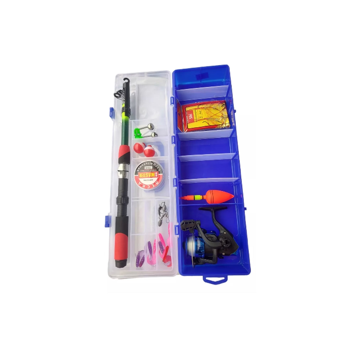 Kit De Pesca Caña Pescar Carrete Caja Accesorios