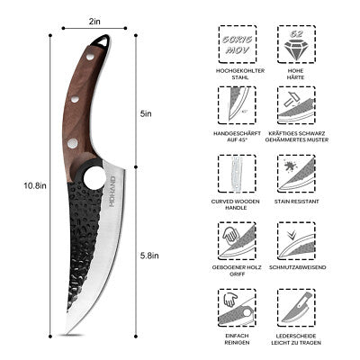 Cuchillo Tactico De Caza Carnicero Forjado Mano Deshuesador